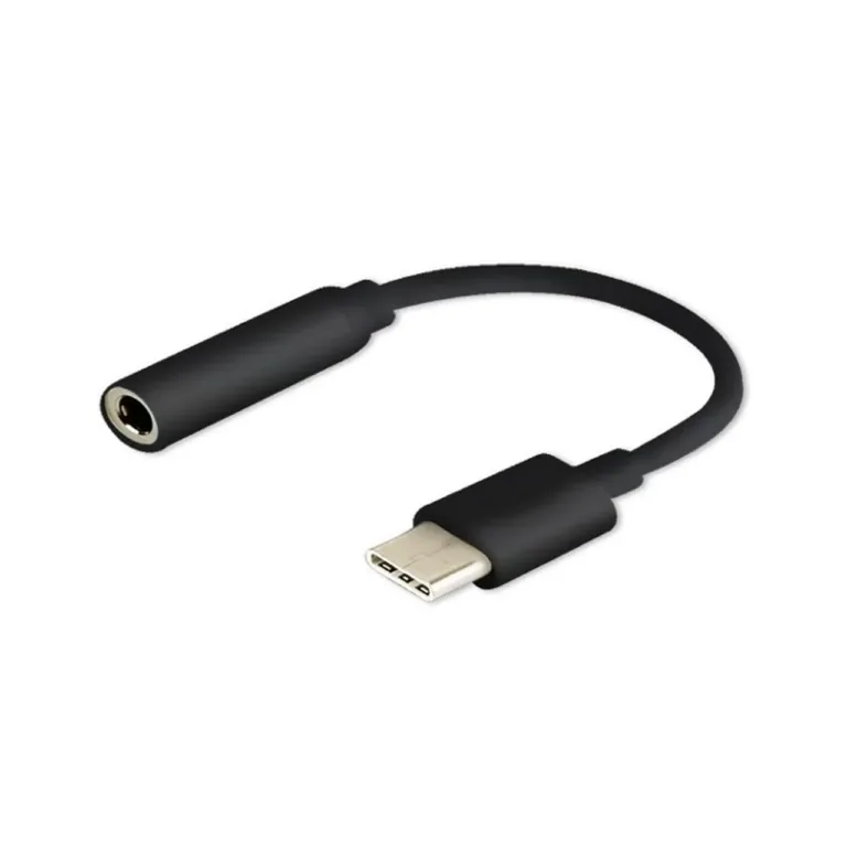 SAVIO AK-35/B must USB-C (isane) – 3,5 mm jack (emane) helikaabli adapter