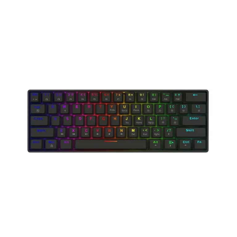 SAVIO BLACKOUT X2 60% Outemu Blue mehhaaniline mänguklaviatuur, RGB taustvalgustus, 61 klahvi, hot-swap, eemaldatav USB-C kaabel, must