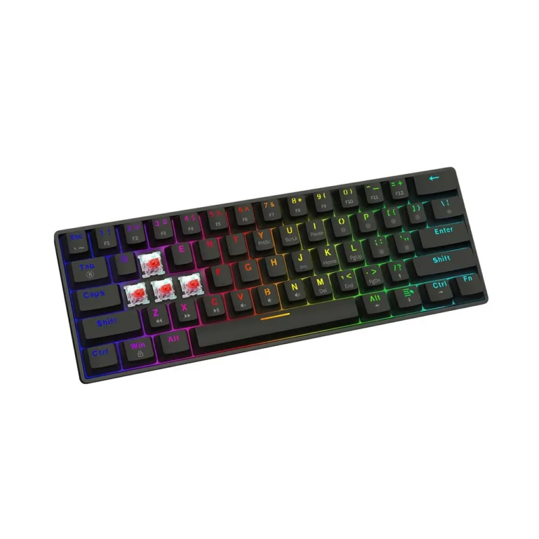 Savio Blackout X2 RED 60% mehaaniline mänguklaviatuur, Outemu Red, 61 klahvi, RGB-taustvalgustus, USB-C/USB-A, must