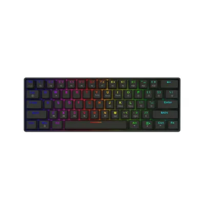 Savio Blackout X2 RED 60% mehaaniline mänguklaviatuur, Outemu Red, 61 klahvi, RGB-taustvalgustus, USB-C/USB-A, must