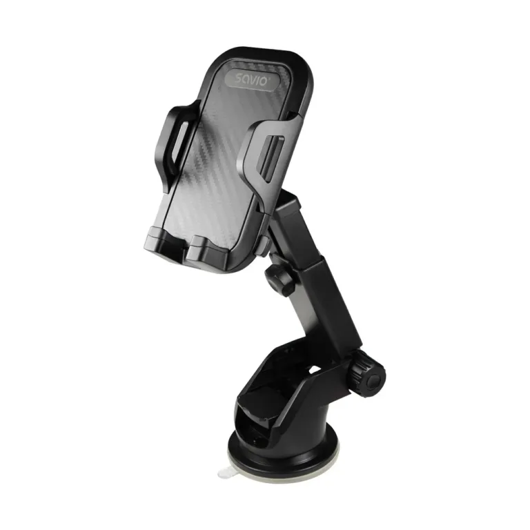 SAVIO CH-04 must ABS-silikoonist auto telefonihoidik esiklaasile, 55–113 mm nutitelefonidele