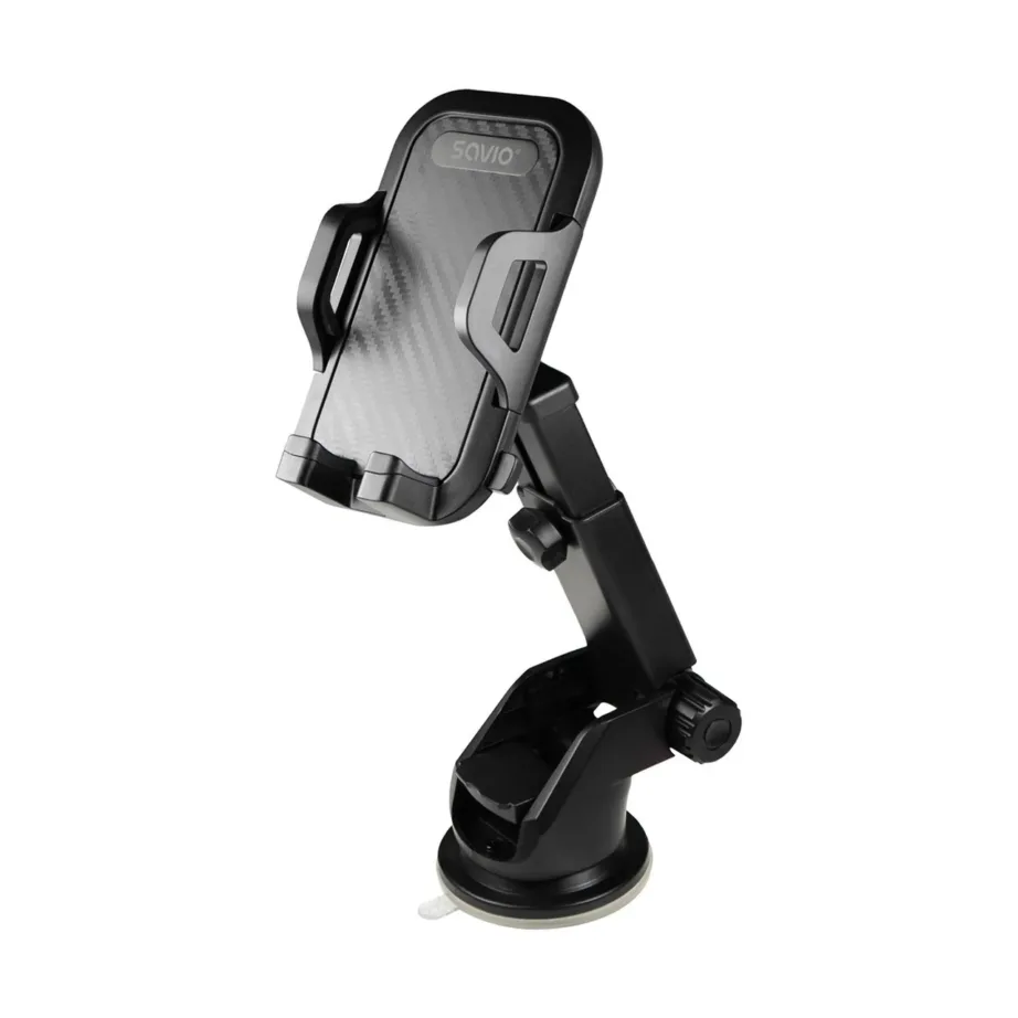 SAVIO CH-04 must ABS-silikoonist auto telefonihoidik esiklaasile, 55–113 mm nutitelefonidele – 2