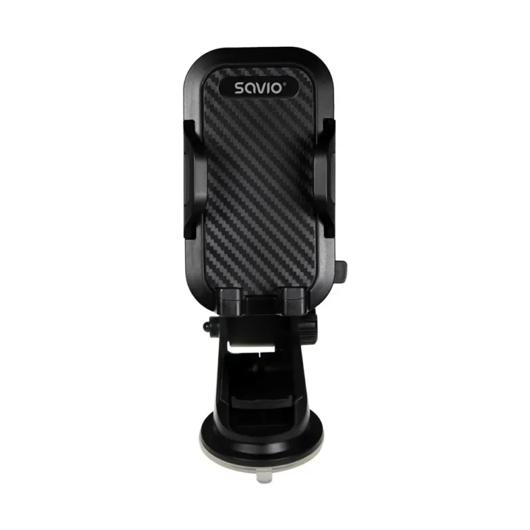 SAVIO CH-04 must ABS-silikoonist auto telefonihoidik esiklaasile, 55–113 mm nutitelefonidele