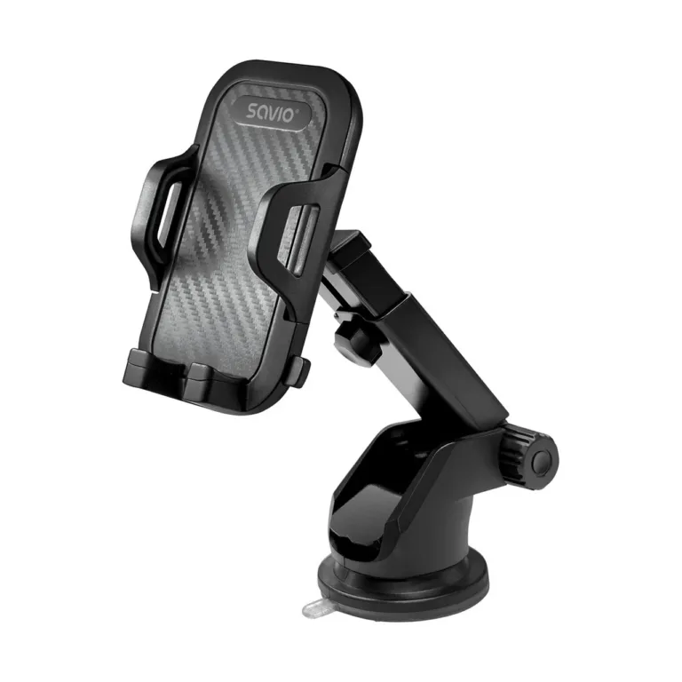 SAVIO CH-04 must ABS-silikoonist auto telefonihoidik esiklaasile, 55–113 mm nutitelefonidele