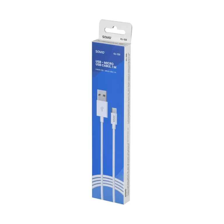 Savio CL-123 1 m valge USB 2.0 A–Micro-USB B andme- ja laadimiskaabel