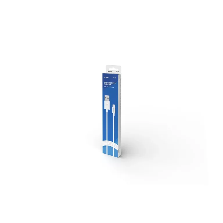 Savio CL-126 1 m valge USB-A–USB-C 5A PVC andme- ja laadimiskaabel, USB 2.0