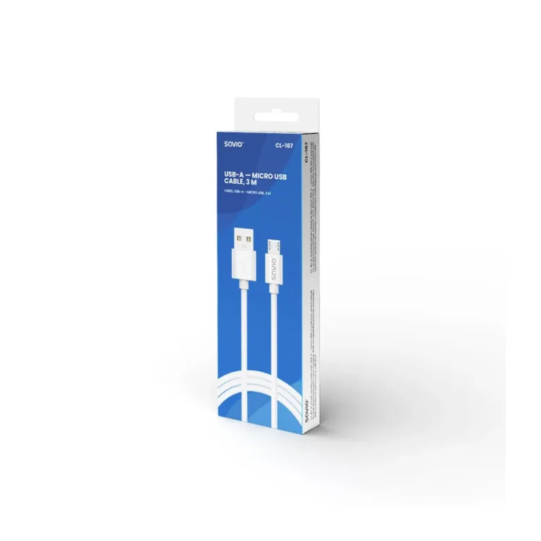 SAVIO CL-167 3 m valge USB 2.0 A–Micro USB kaabel (480 Mbit/s)