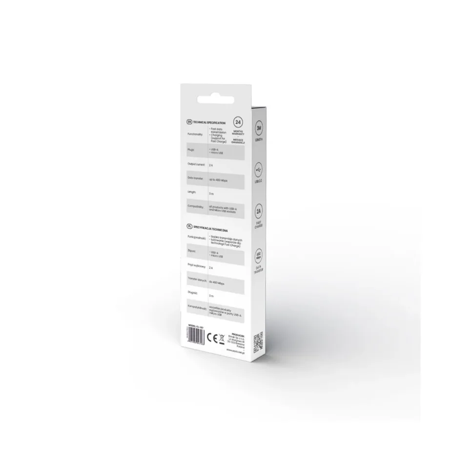 SAVIO CL-167 3 m valge USB 2.0 A–Micro USB kaabel (480 Mbit/s) – 4