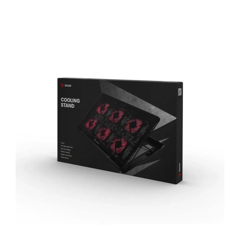 SAVIO COS-01 390x245x30 mm must sülearvuti jahutusalus 6 punase LED-ventilaatoriga, USB-toitega, kuni 17,3” sülearvutile – 3