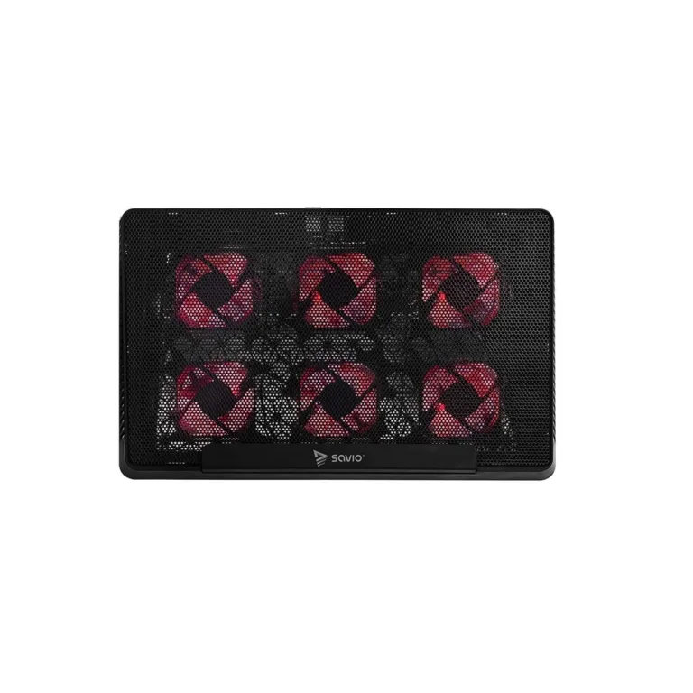 SAVIO COS-01 390x245x30 mm must sülearvuti jahutusalus 6 punase LED-ventilaatoriga, USB-toitega, kuni 17,3'' sülearvutile