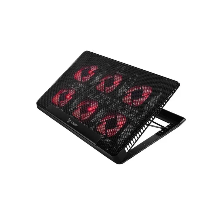 SAVIO COS-01 390x245x30 mm must sülearvuti jahutusalus 6 punase LED-ventilaatoriga, USB-toitega, kuni 17,3'' sülearvutile