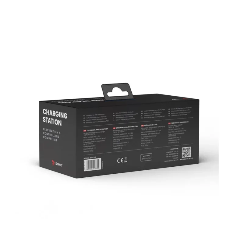 SAVIO GCS-01 PS5 DualSense juhtmega laadimisjaam, 2 pulti, USB-C, must/valge, LED-indikaatoriga