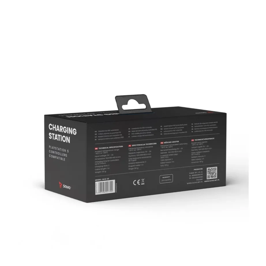 SAVIO GCS-01 PS5 DualSense juhtmega laadimisjaam, 2 pulti, USB-C, must/valge, LED-indikaatoriga – 2
