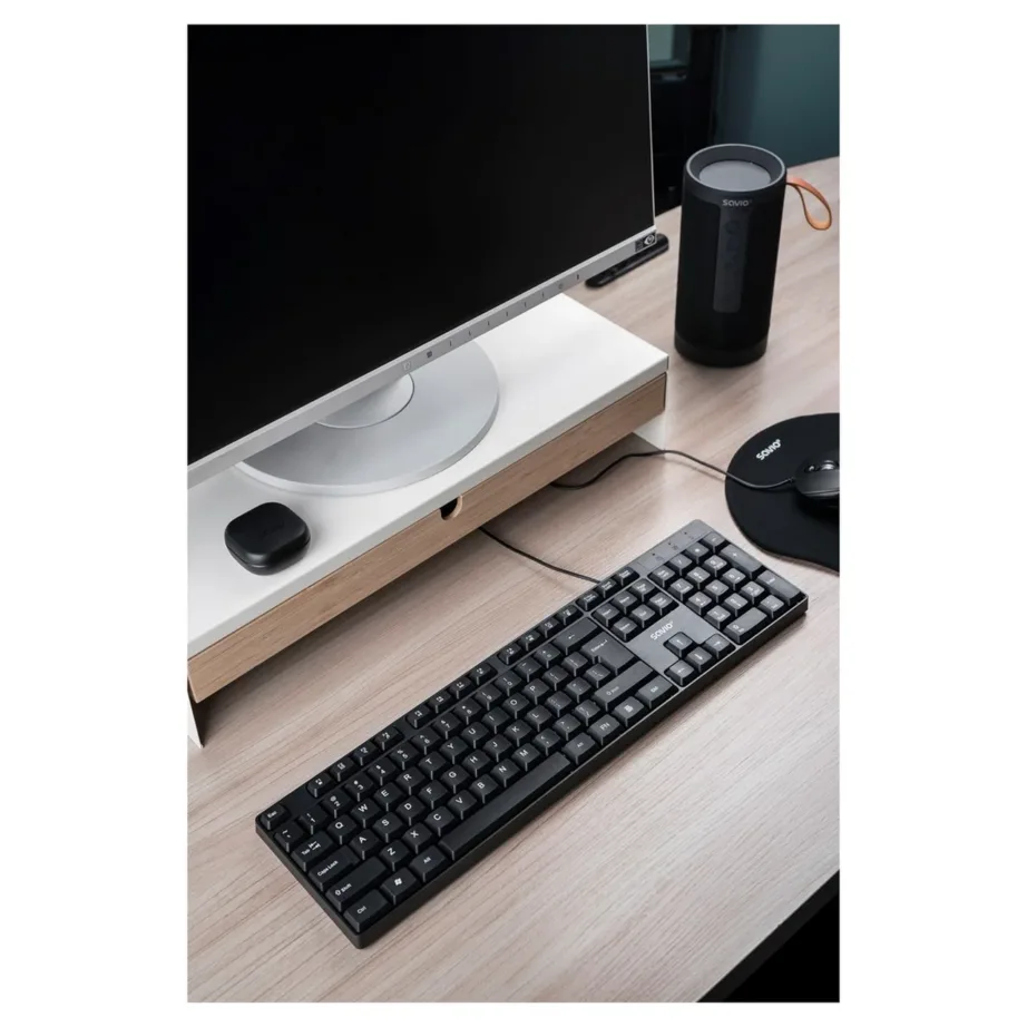 Savio KB-01 440x140x22 mm must USB täissuuruses QWERTY klaviatuur koju ja kontorisse, US-engl, 104 klahvi – 2