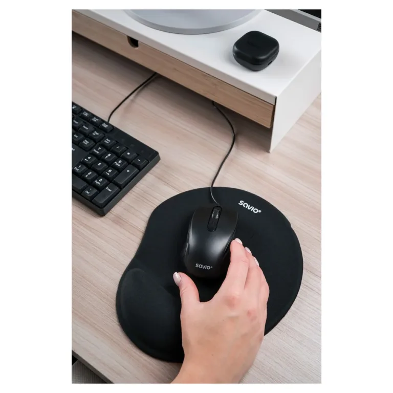 Savio KB-01 440x140x22 mm must USB täissuuruses QWERTY klaviatuur koju ja kontorisse, US-engl, 104 klahvi