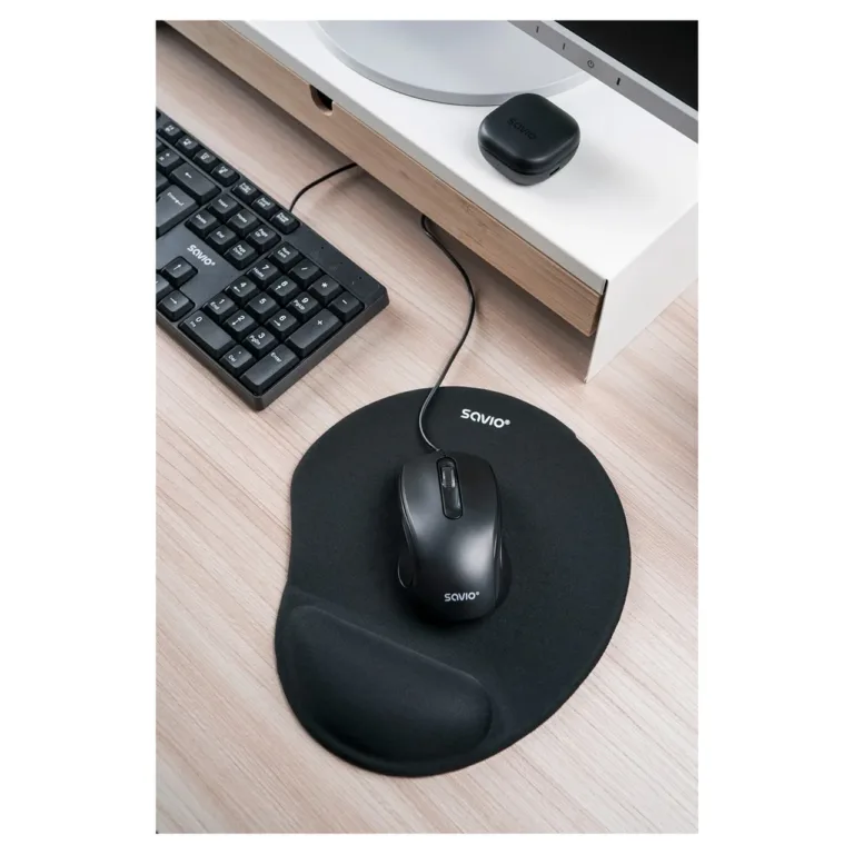 Savio KB-01 440x140x22 mm must USB täissuuruses QWERTY klaviatuur koju ja kontorisse, US-engl, 104 klahvi