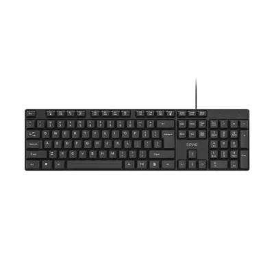 Savio KB-01 440x140x22 mm must USB täissuuruses QWERTY klaviatuur koju ja kontorisse, US-engl, 104 klahvi