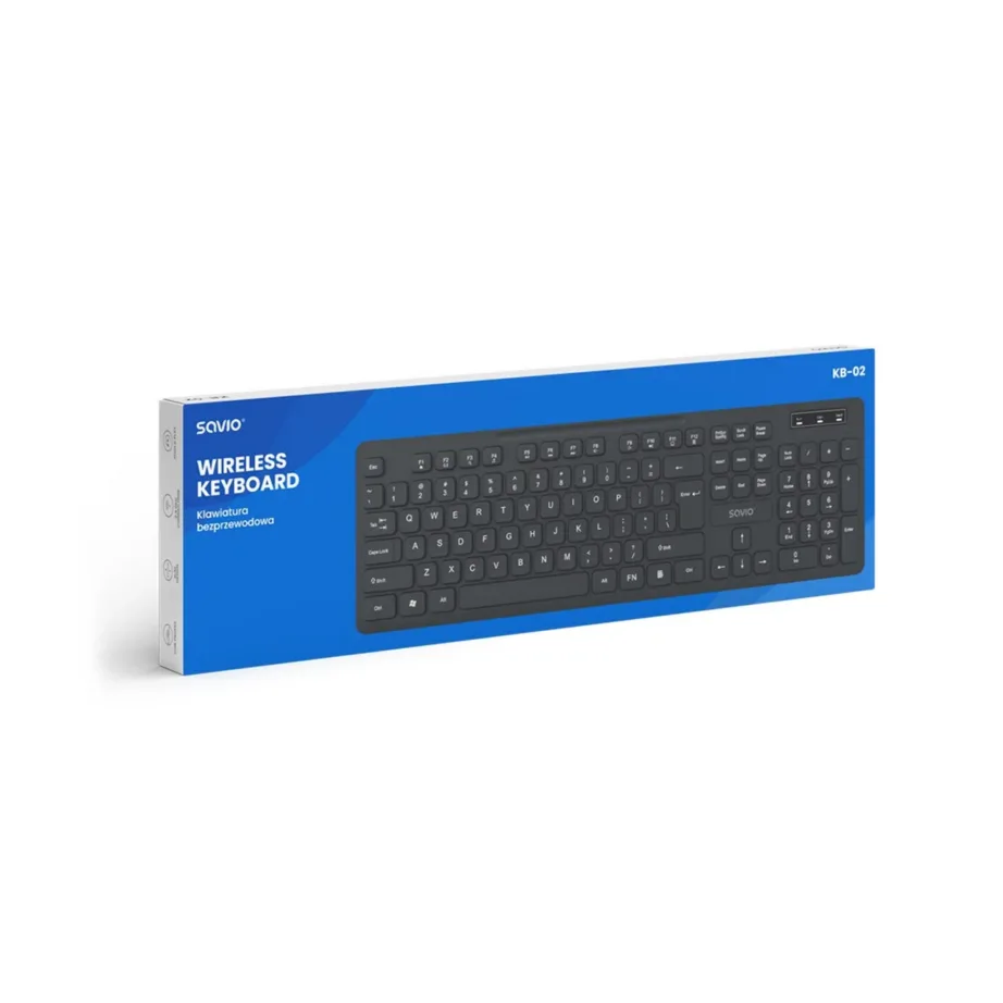 Savio KB-02 2,4 GHz juhtmevaba täissuuruses QWERTY klaviatuur 104 klahviga, must, USB, ABS, kodu/kontor – 15