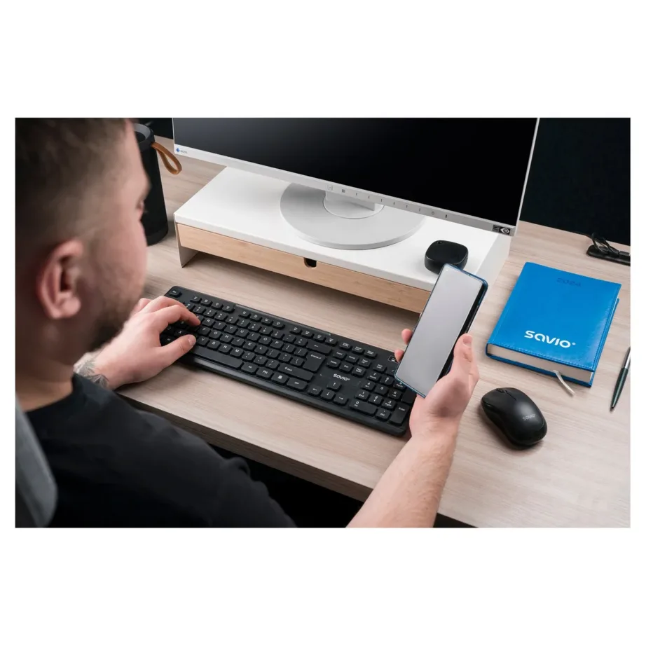 Savio KB-02 2,4 GHz juhtmevaba täissuuruses QWERTY klaviatuur 104 klahviga, must, USB, ABS, kodu/kontor – 18