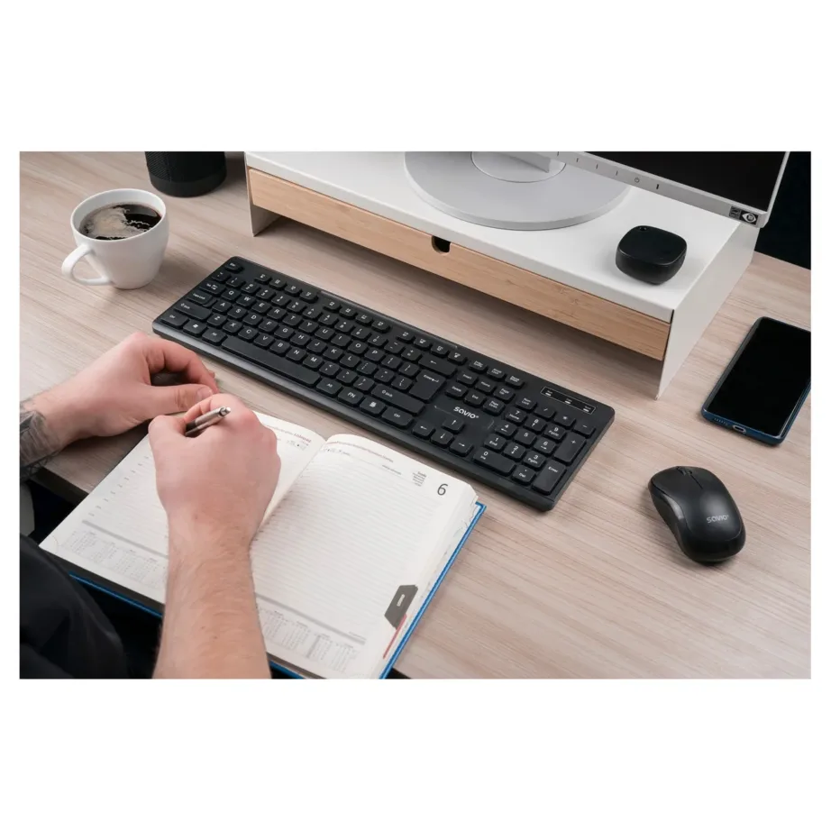 Savio KB-02 2,4 GHz juhtmevaba täissuuruses QWERTY klaviatuur 104 klahviga, must, USB, ABS, kodu/kontor – 3