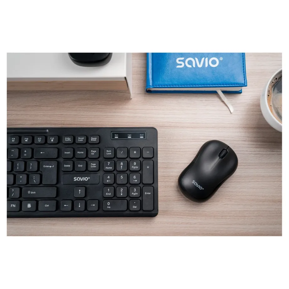 Savio KB-02 2,4 GHz juhtmevaba täissuuruses QWERTY klaviatuur 104 klahviga, must, USB, ABS, kodu/kontor – 5