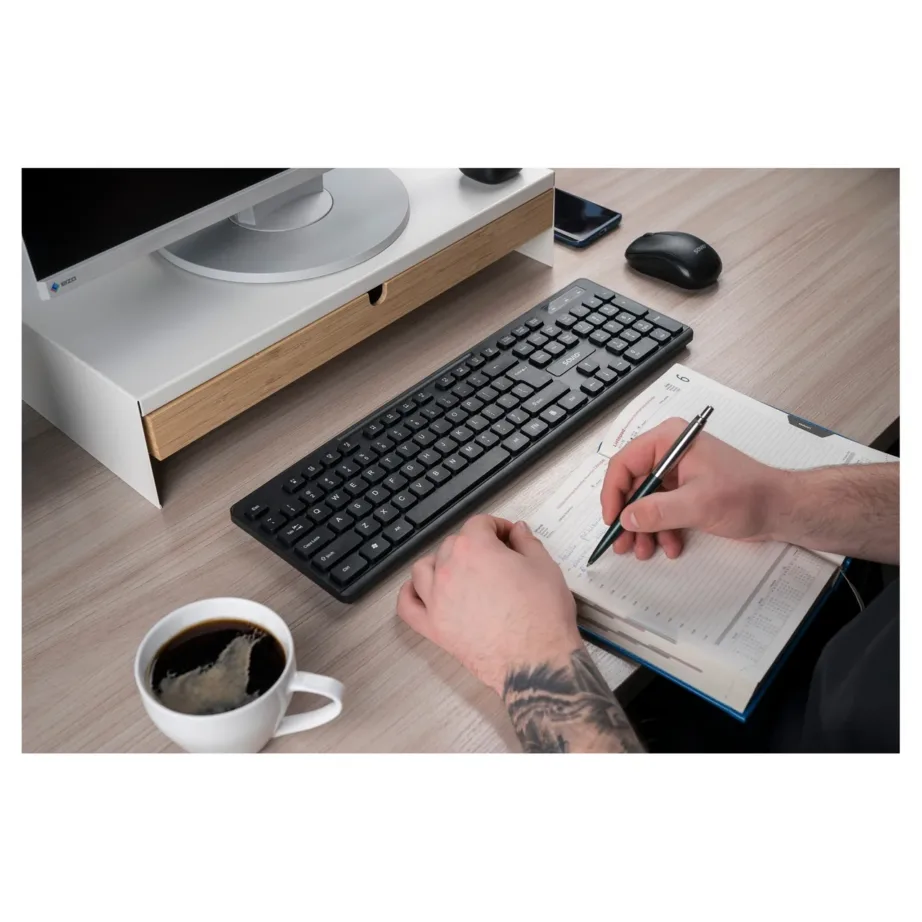 Savio KB-02 2,4 GHz juhtmevaba täissuuruses QWERTY klaviatuur 104 klahviga, must, USB, ABS, kodu/kontor – 9