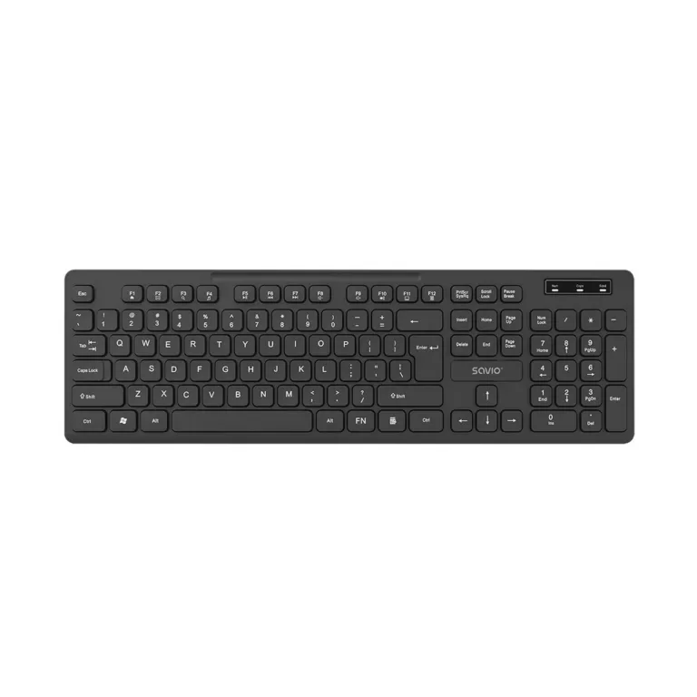 Savio KB-02 2,4 GHz juhtmevaba täissuuruses QWERTY klaviatuur 104 klahviga, must, USB, ABS, kodu/kontor