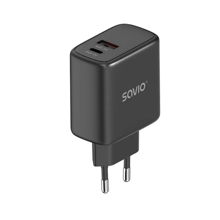 SAVIO LA-06/B 30W must USB-C kiirlaadija Power Delivery 3.0 nutiseadmetele