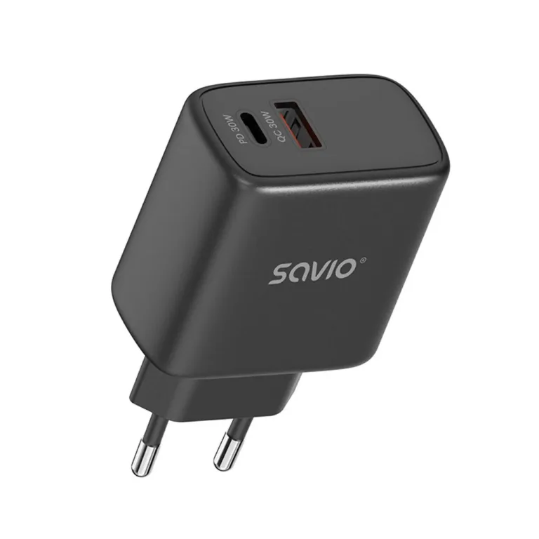 SAVIO LA-06/B 30W must USB-C kiirlaadija Power Delivery 3.0 nutiseadmetele