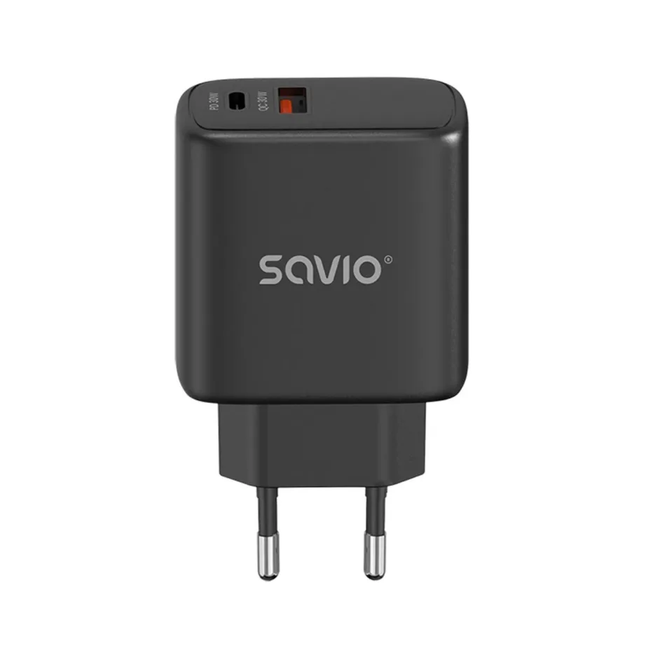 SAVIO LA-06/B 30W must USB-C kiirlaadija Power Delivery 3.0 nutiseadmetele