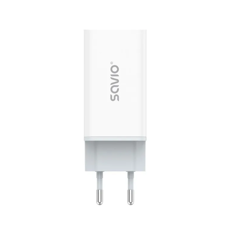SAVIO LA-07 valge 65W GaN seinalaadija, USB-C ja USB, QC 4.0+, PD 3.0, nutitelefonidele