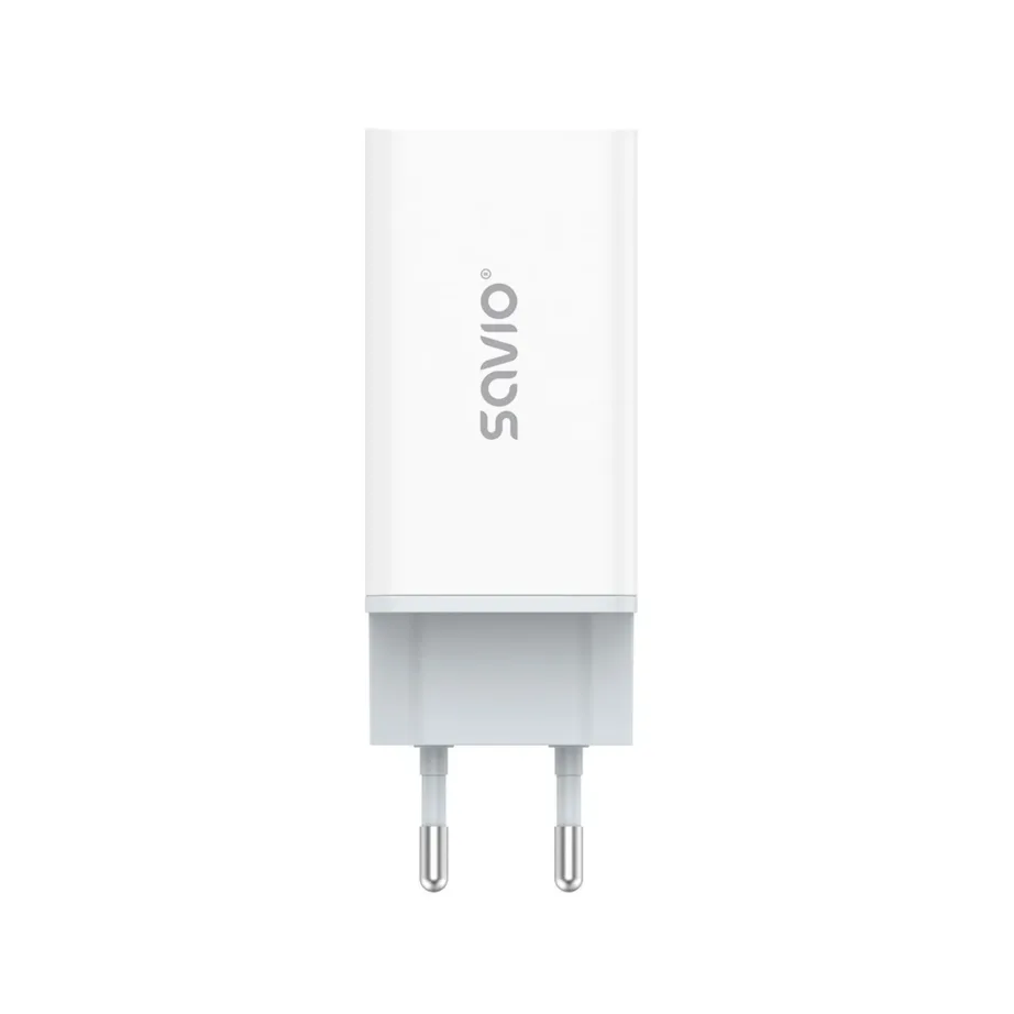 SAVIO LA-07 valge 65W GaN seinalaadija, USB-C ja USB, QC 4.0+, PD 3.0, nutitelefonidele – 5