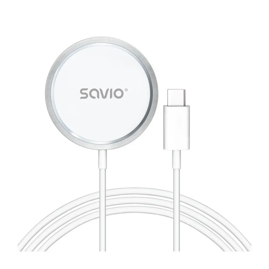 Savio LA-11 15W valge Qi 1.2 magnetiline juhtmevaba laadija (1 m) nutitelefonidele – 3