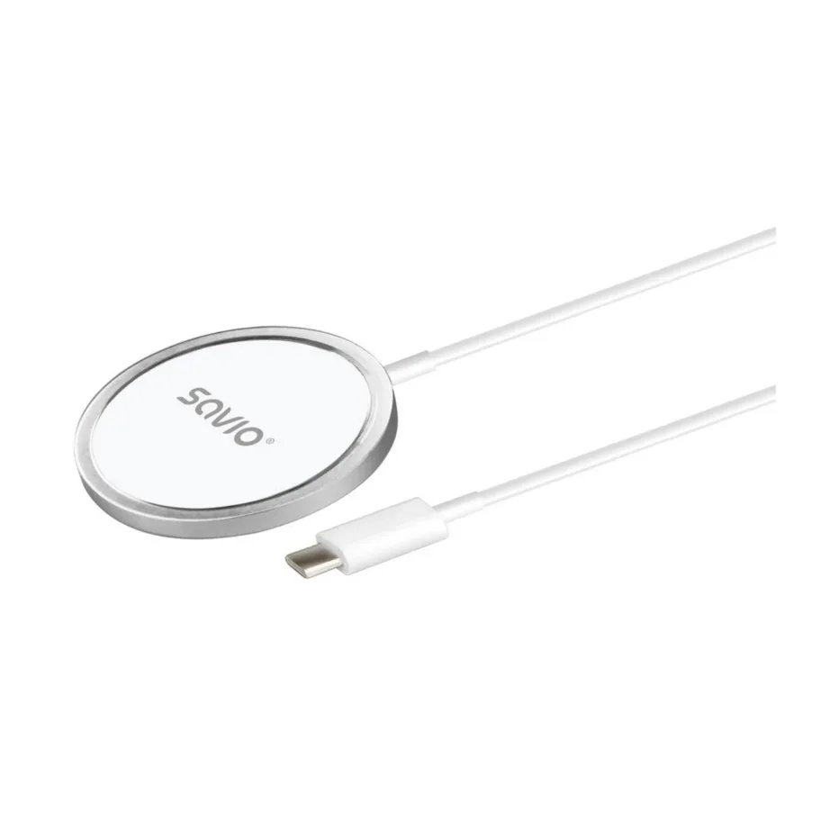 Savio LA-11 15W valge Qi 1.2 magnetiline juhtmevaba laadija (1 m) nutitelefonidele