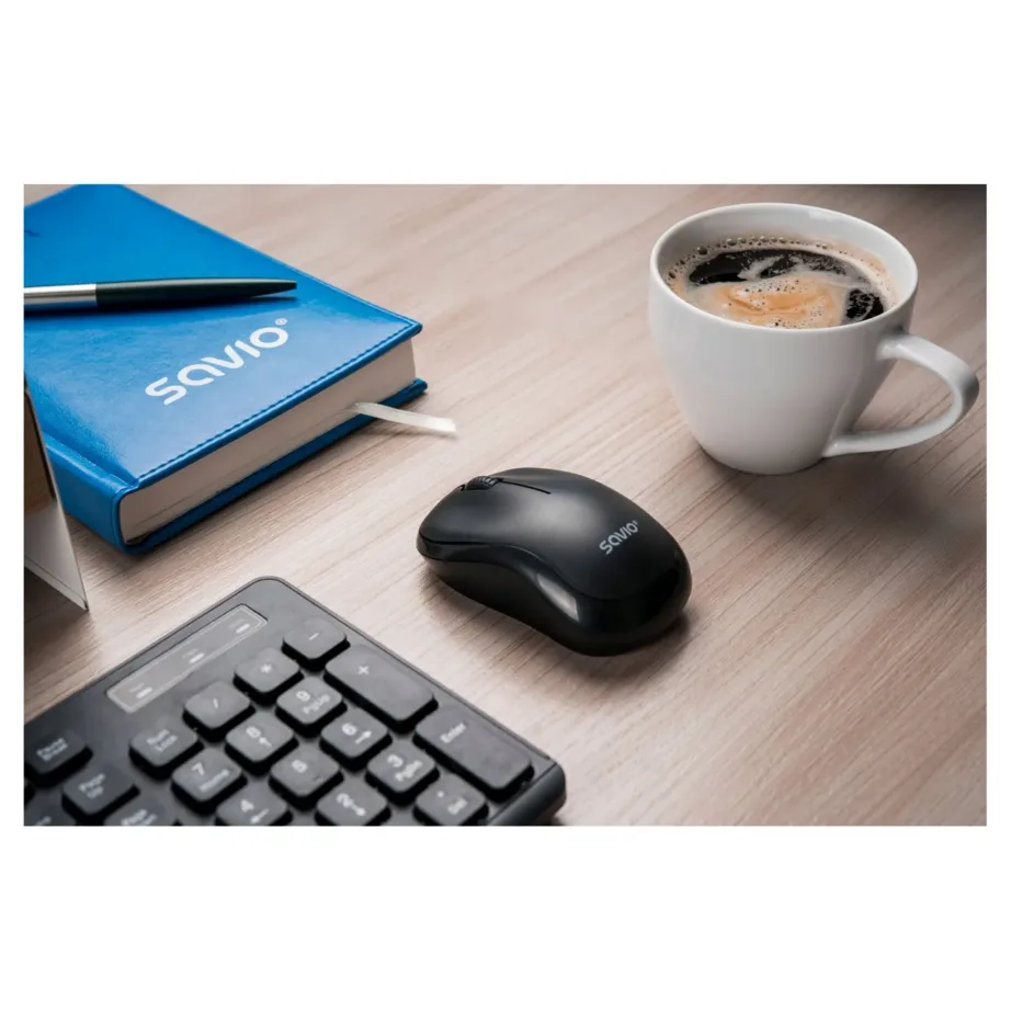 Savio MB-03 1000 DPI juhtmevaba must hiir universaalseks kasutuseks, USB vastuvõtjaga, 99×60×39 mm, 51 g – 6