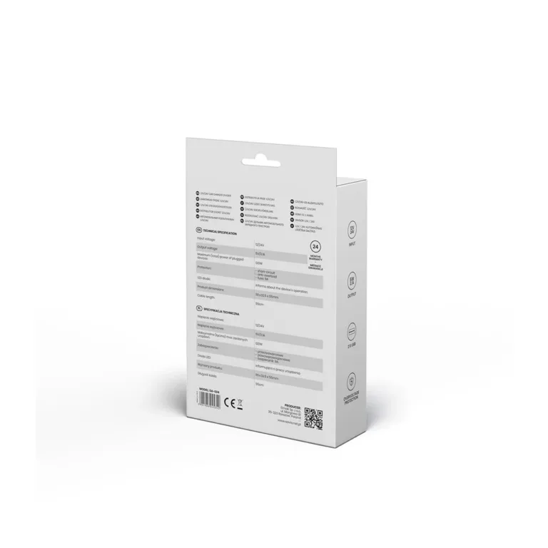 Savio SA-024 12/24V must auto sigaretisüütaja jagaja, 3 pesa ja 2 USB-porti