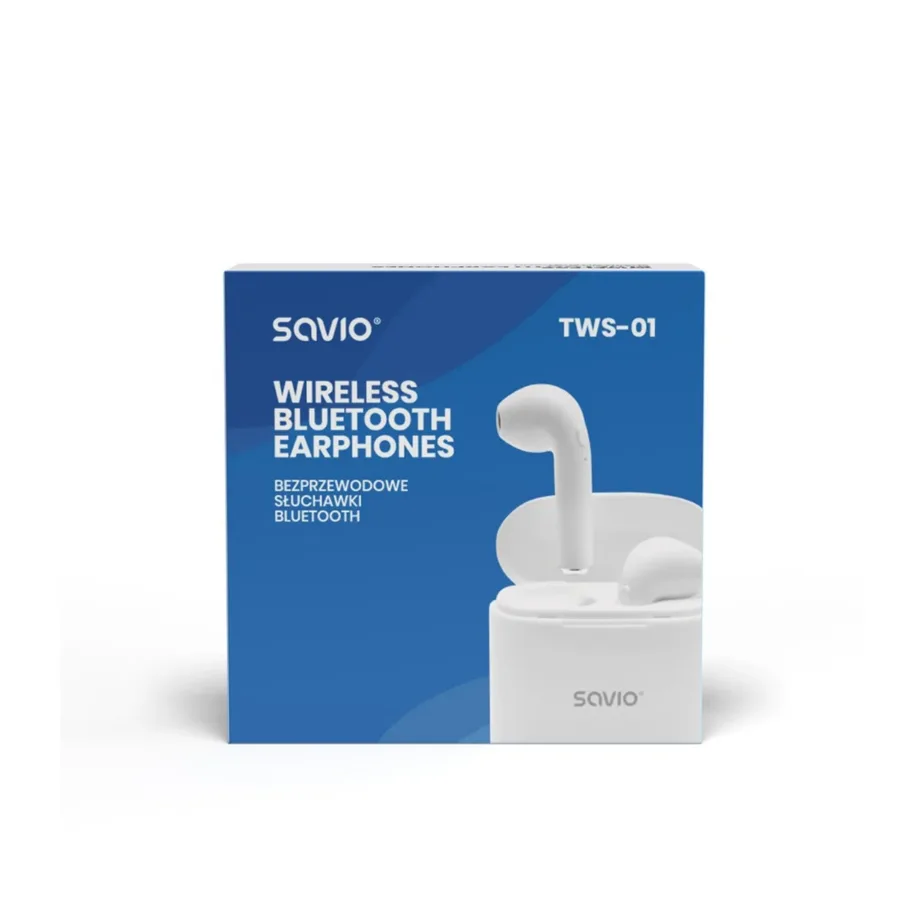 Savio TWS-01 valged juhtmevabad in-ear Bluetooth kõrvaklapid, mürasummutavad, laetava akuga, 7,4 g, veekindlad, universaalne ühilduvus - 3