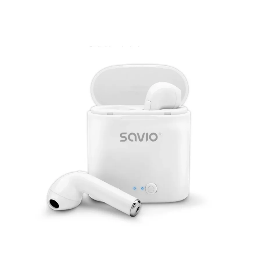 Savio TWS-01 valged juhtmevabad in-ear Bluetooth kõrvaklapid, mürasummutavad, laetava akuga, 7,4 g, veekindlad, universaalne ühilduvus - 5