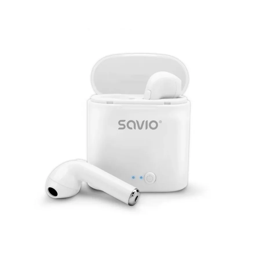 Savio TWS-01 valged juhtmevabad in-ear Bluetooth kõrvaklapid, mürasummutavad, laetava akuga, 7,4 g, veekindlad, universaalne ühilduvus - 7