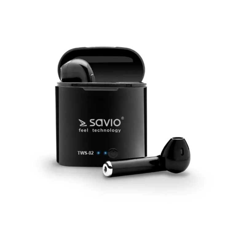 Savio TWS-02 7,4 g grafiithall juhtmevaba in-ear Bluetooth-peakomplekt mürasummutuse ja laadimiskarbiga