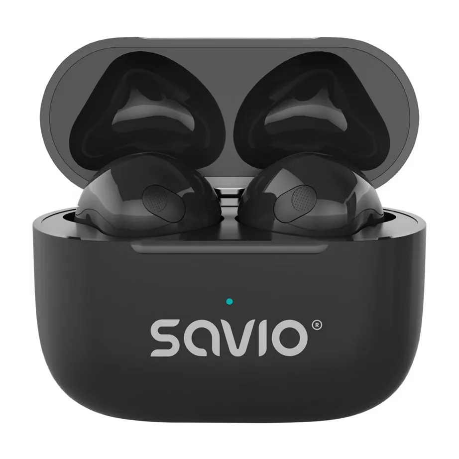 SAVIO TWS-02 PRO mustad IPX2 juhtmevabad in-ear kõrvaklapid Bluetooth 5.4, USB-C laadimiskarbiga, muusika ja igapäevase kasutuse jaoks - 2
