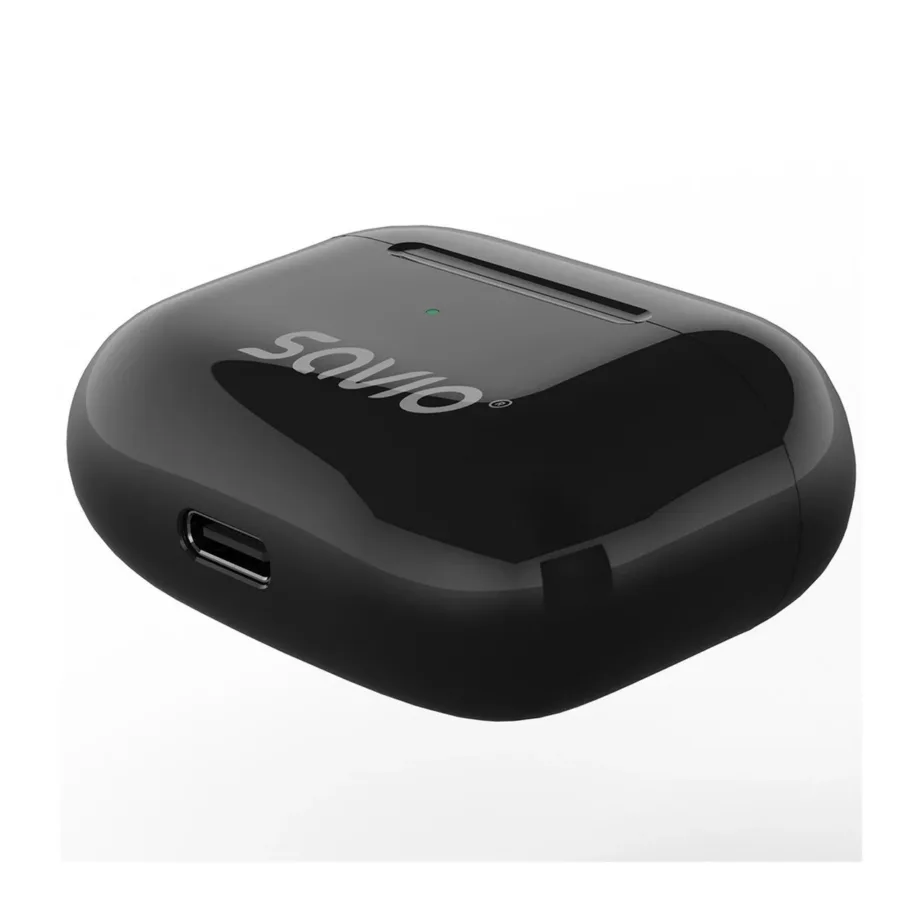 SAVIO TWS-02 PRO mustad IPX2 juhtmevabad in-ear kõrvaklapid Bluetooth 5.4, USB-C laadimiskarbiga, muusika ja igapäevase kasutuse jaoks - 3