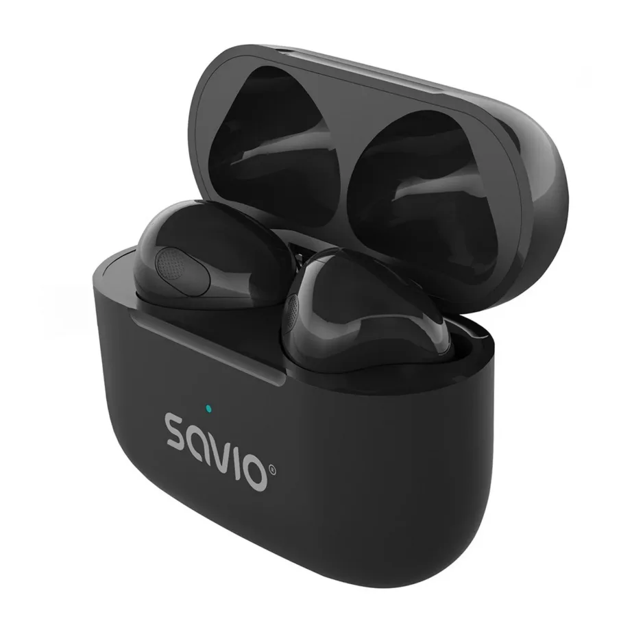 SAVIO TWS-02 PRO mustad IPX2 juhtmevabad in-ear kõrvaklapid Bluetooth 5.4, USB-C laadimiskarbiga, muusika ja igapäevase kasutuse jaoks - 4