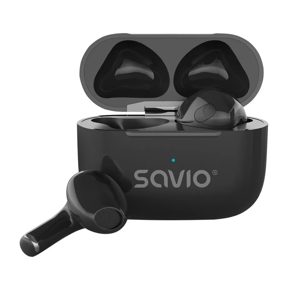 SAVIO TWS-02 PRO mustad IPX2 juhtmevabad in-ear kõrvaklapid Bluetooth 5.4, USB-C laadimiskarbiga, muusika ja igapäevase kasutuse jaoks - 5