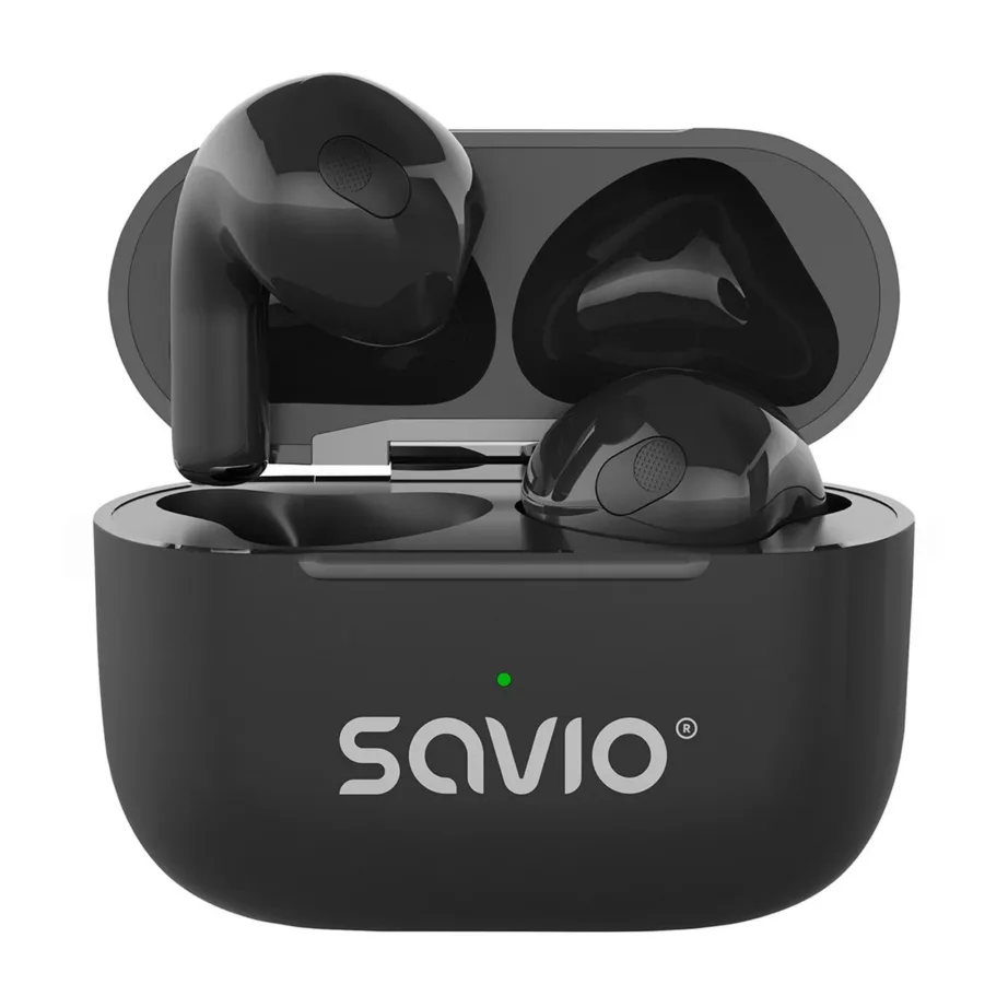 SAVIO TWS-02 PRO mustad IPX2 juhtmevabad in-ear kõrvaklapid Bluetooth 5.4, USB-C laadimiskarbiga, muusika ja igapäevase kasutuse jaoks - 6