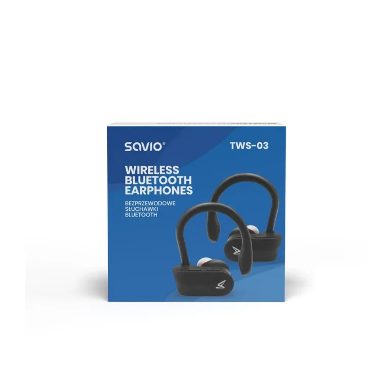 Savio TWS-03 mustad juhtmevabad in-ear kõrvaklapid laadimiskarbiga, 5 tundi kõneaega