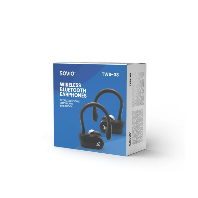 Savio TWS-03 mustad juhtmevabad in-ear kõrvaklapid laadimiskarbiga, 5 tundi kõneaega