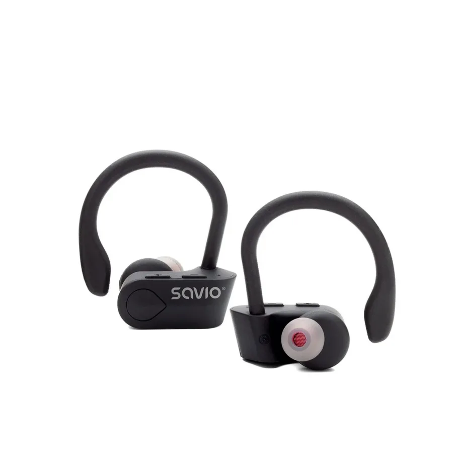 Savio TWS-03 mustad juhtmevabad in-ear kõrvaklapid laadimiskarbiga, 5 tundi kõneaega - 5