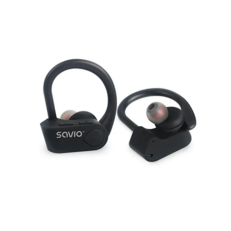 Savio TWS-03 mustad juhtmevabad in-ear kõrvaklapid laadimiskarbiga, 5 tundi kõneaega