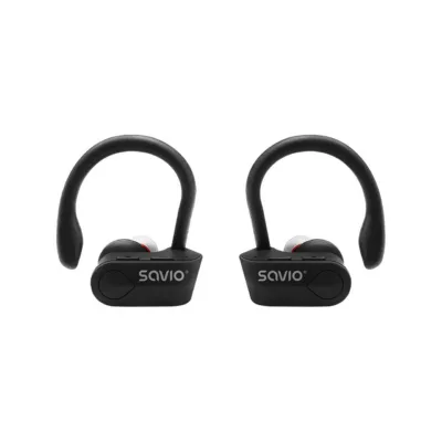 Savio TWS-03 mustad juhtmevabad in-ear kõrvaklapid laadimiskarbiga, 5 tundi kõneaega
